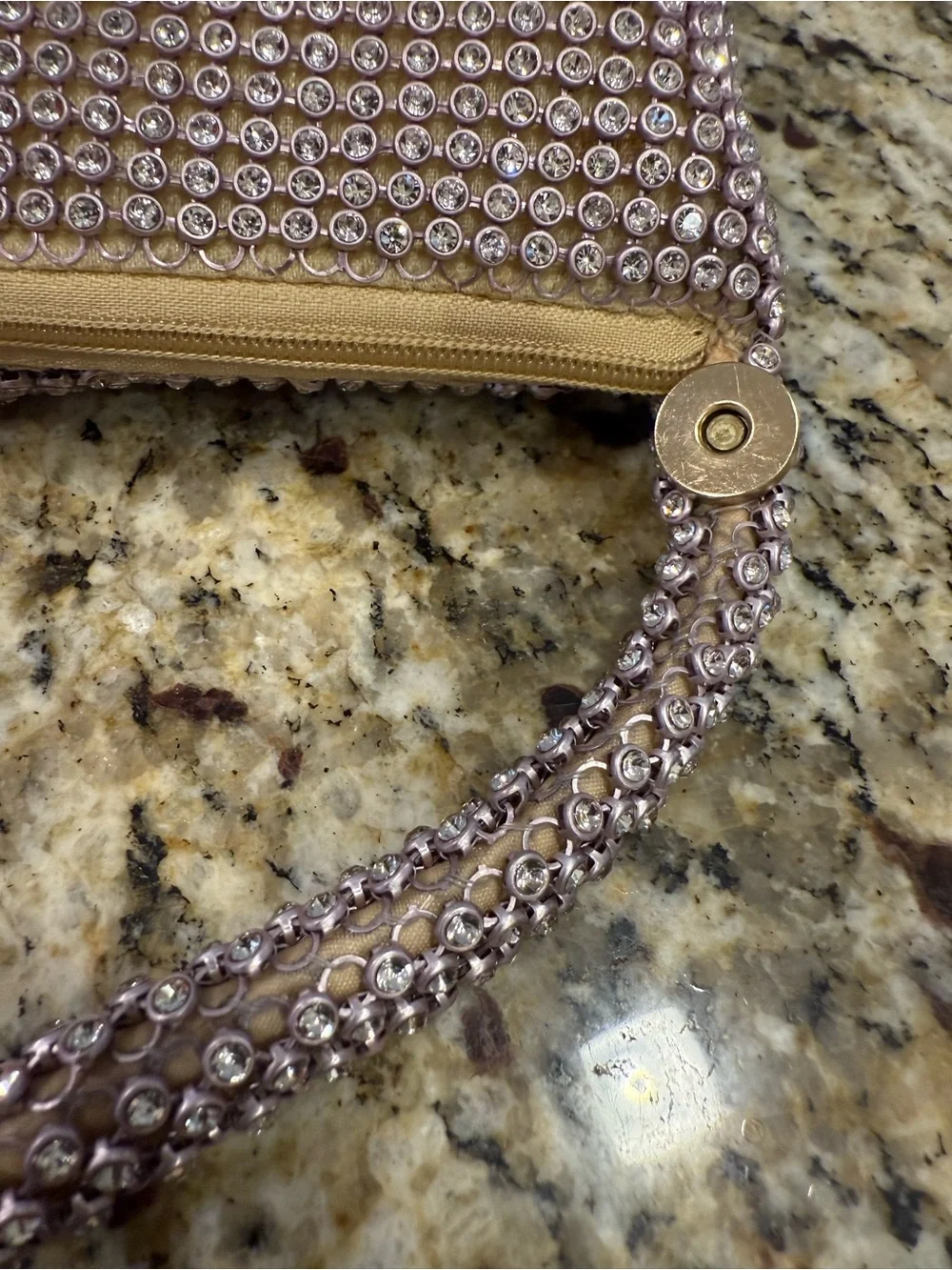 Rhinestone formal mini bag gold cloth interior special occasions - Picture 7 of 14